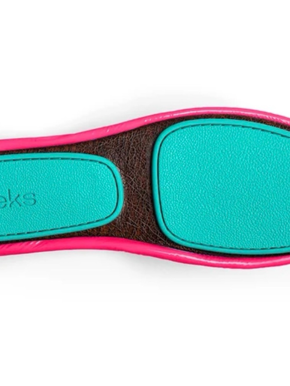 Tieks Pop Pink with Teal Soles Ballet Flats - Picture 3 of 6